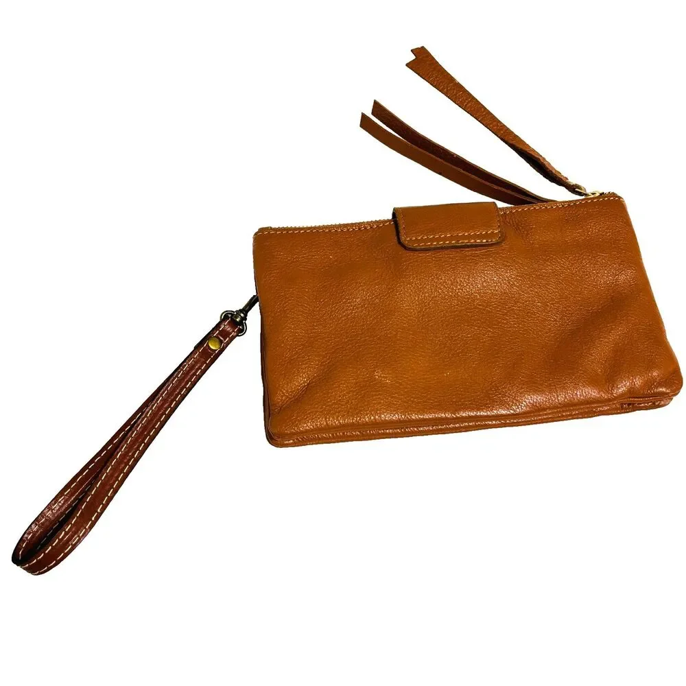 Harbour 2nd Leather Clutch Wristlet Gold Buckle